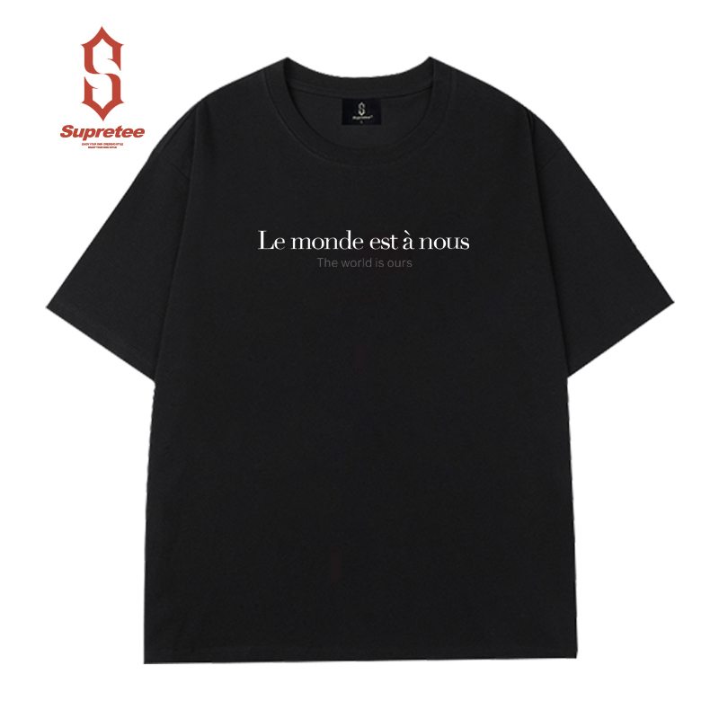 Summer New Trendy Brand Drop-Shoulder Round-Neck T-Shirt Short-Sleeve Pure Cotton Top American-Style Loose Large Size Casual English Print