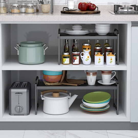 Kitchen supplies countertop storage storage cabinet partitions seasoning plates small household appliances pots and pans layered storage racks