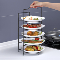 Kitchen side vegetable artifact layered multi-layer wall hanging non-hole rack hot pot vegetable hand dish dish dish storage rack