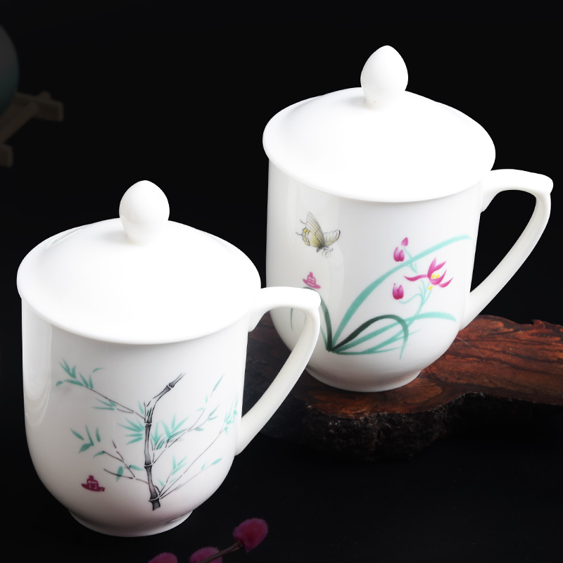 Xiang feng office cup cup ceramic cup business tea cups with cover household ceramic keller cup logo custom the meeting