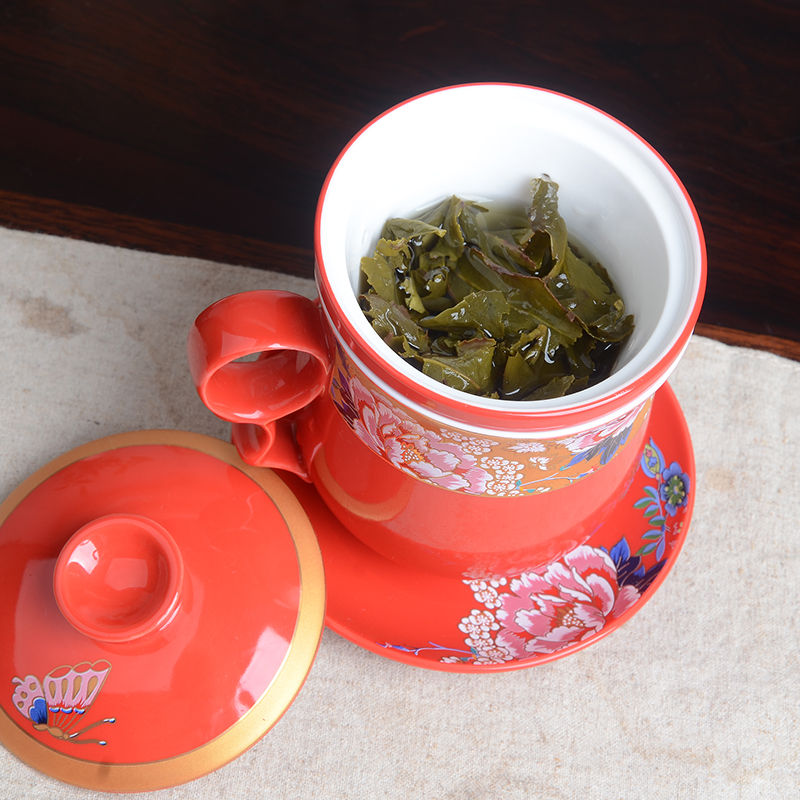 Xiang feng ceramic cups with cover ceramic cup with water filtration China personal office and meeting gift mugs
