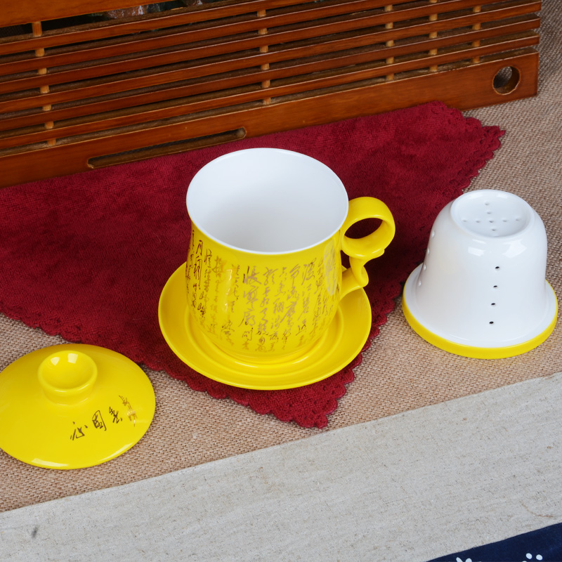 Xiang feng ceramic cups with cover ceramic filter cup ceramic tea cup with cover glass cup boss