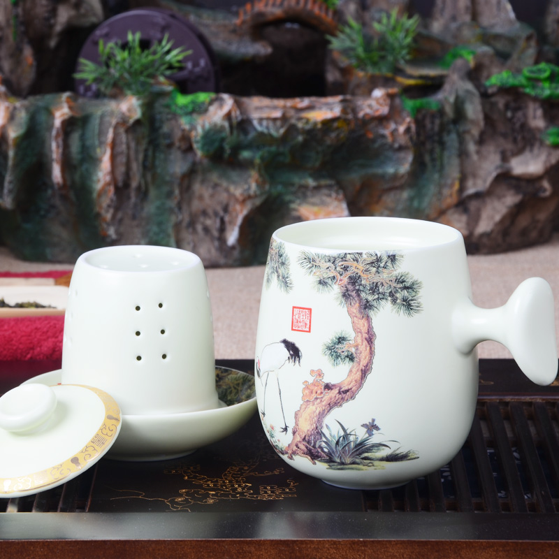 Xiang feng ceramic four - piece personal office up filter cup with cover cups tea cup