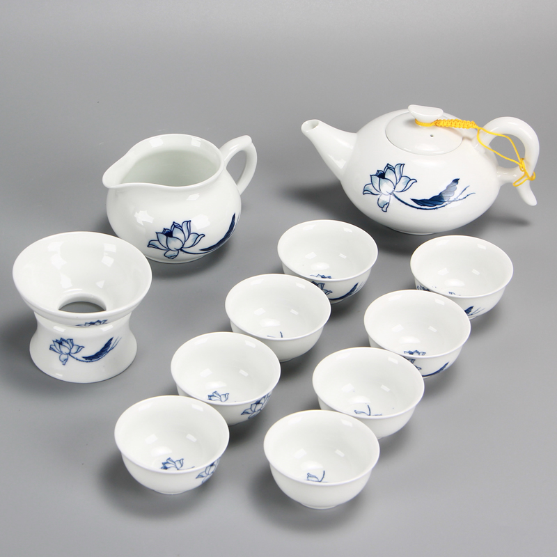 Xiang feng ceramic kung fu tea sets snow tea set a complete set of tea in the cup lid of blue and white porcelain bowl