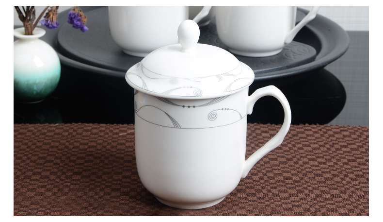 Xiang feng ceramic cups with cover glass cups office cup China custom hotel conference room, tea cups