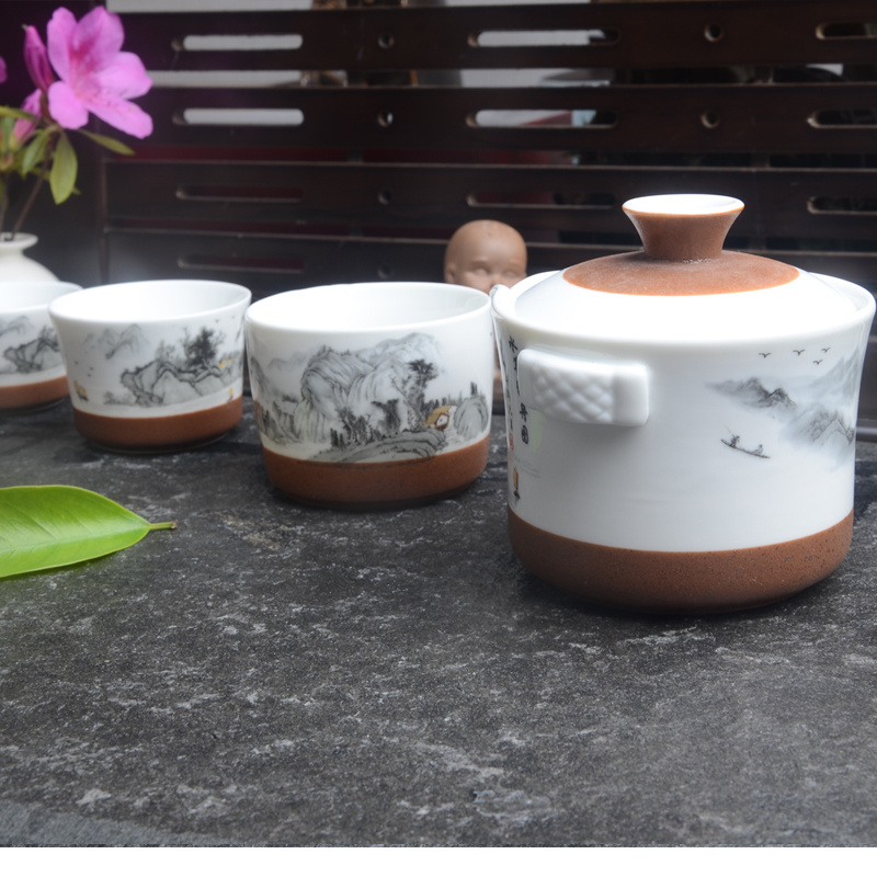 Crack portable travel tea set a pot of three celadon hand grasp office ceramic pot of kung fu tea set