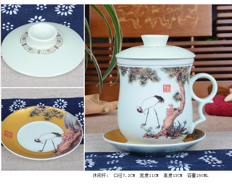 Xiang feng hand - made ceramic keller cups with cover glass up filter office kung fu tea cups