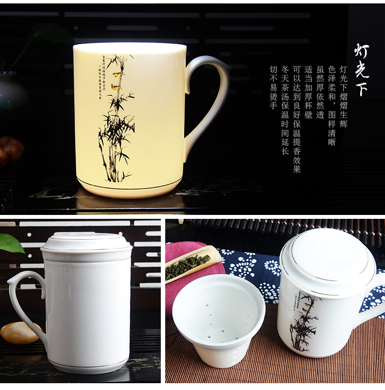 Xiang feng household ceramic cups with cover filter office tea tea cup high - capacity scented tea cups of water glass