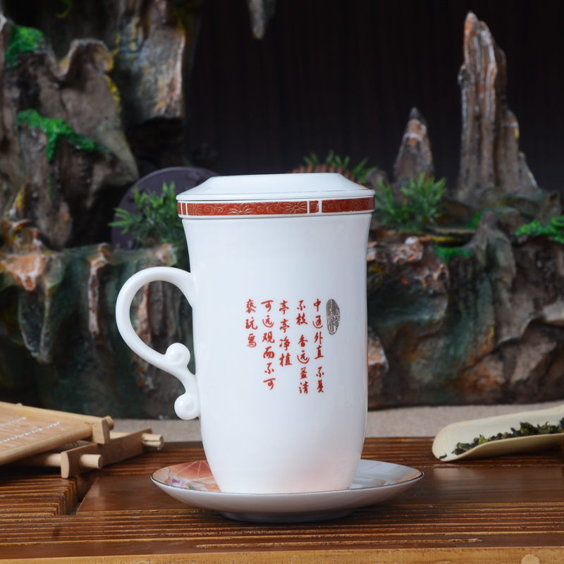 Xiang feng ceramic cups of a complete set of conference glass tea set filter cups with cover kung fu office