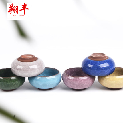 Xiang feng master cup ice crack cup six color optional ceramic kung fu tea set ceramic cups of a complete set of single CPU