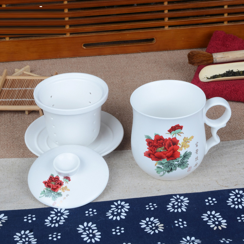 Xiang feng ceramic filter cups with cover office and meeting the personal creative cup 4 times the tea cup