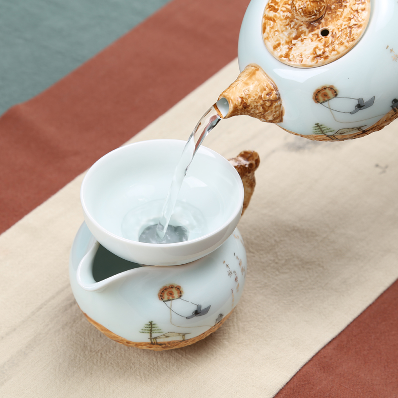 Tea sets suit kunfu Tea stone glaze ceramic cups a complete set of blue and white porcelain teacup tureen Tea sets