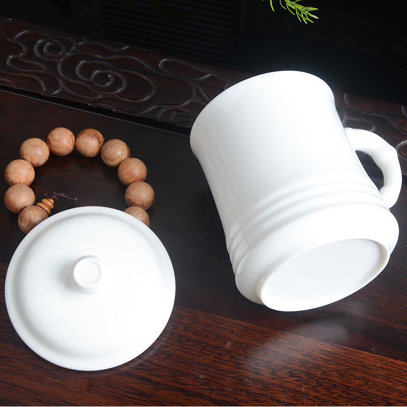 Ceramic keller cups with cover glass cups office cup China custom hotel conference room tea cup