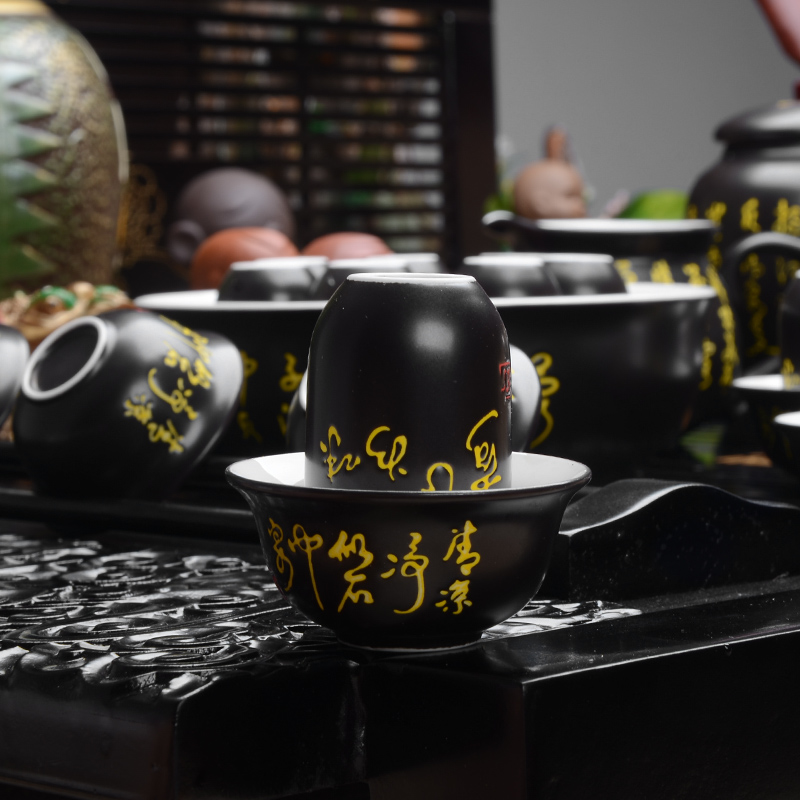Xiang feng ceramic blue and white porcelain tea set solid wood tea tray was Chinese tang dynasty pot of kung fu tea set the teapot