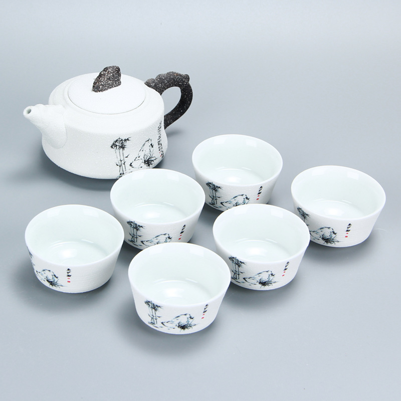 White porcelain kung fu tea set jingdezhen ceramic tureen home six cups of a complete set of tea kungfu tea set