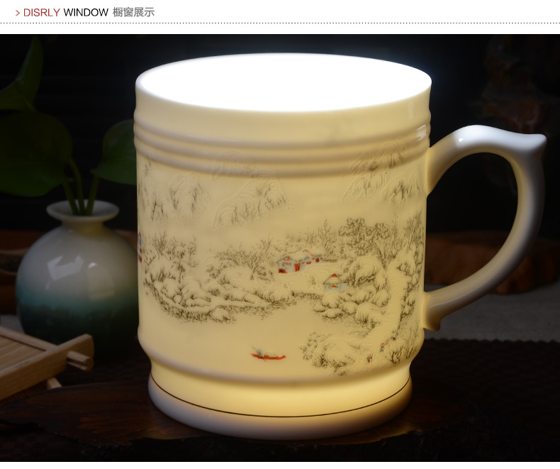 Xiang feng ceramic cup large - capacity glass mugs personal office cup with cover glass cup