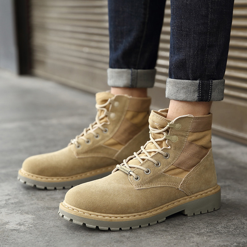 Men's shoes summer breathable snow boots men's casual British style Korean version desert short youth all-match mid-tube Martin boots