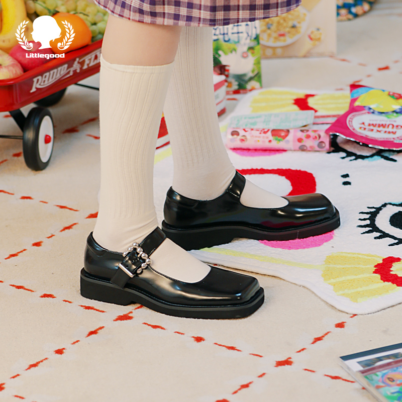 littlegood new Japanese Mary Jane shoes women's spring flat jk uniform shoes retro small single shoes college style