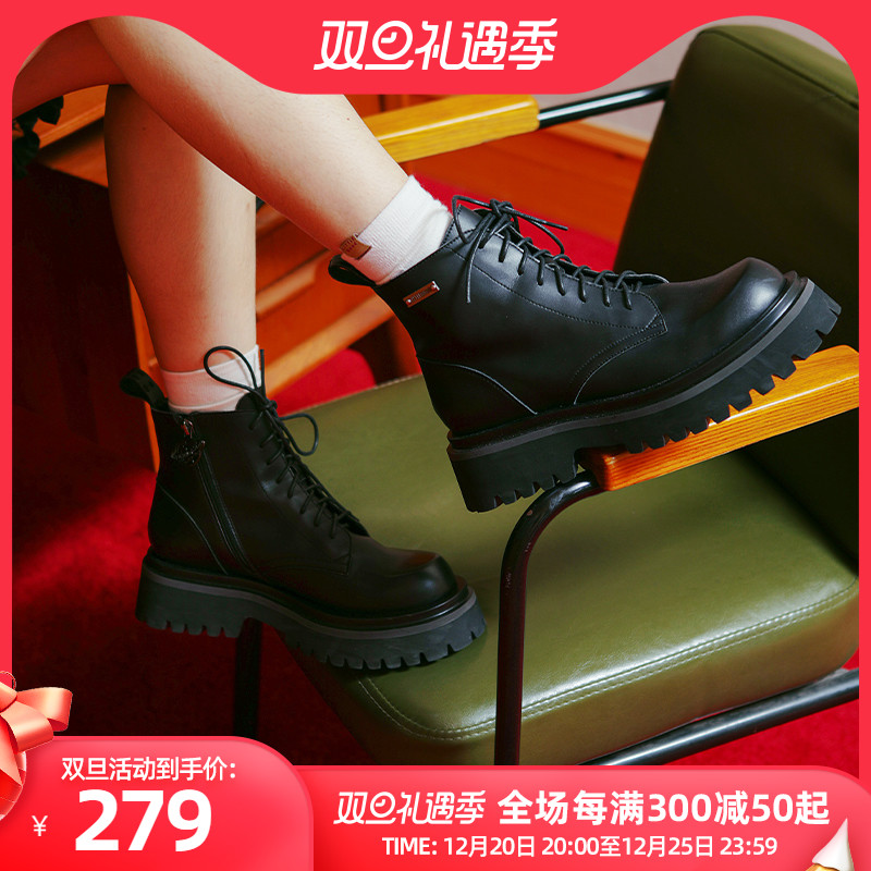 littlegood British style dark Martin boots women's autumn and winter new niche retro short boots all-match motorcycle boots