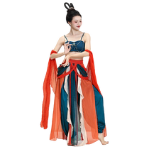 Fubo classical dance practice clothes Dunhuang Tang style suspenders body rhyme shawl printed Chinese dance suit womens vest