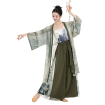 Fubo classical dancers fairy-like elegant gauze mid-length practice performance costume Chinese dance costume with top draped over the top