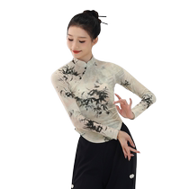 Fu and Palau Classical dance costumes Chinese style printed upright collar qipao blouses and performance clothes in the countrys national wind