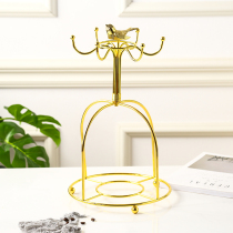 Creative gold-plated bird rack 6-cup upside-down drain cup rack Household coffee cup and dish storage rack