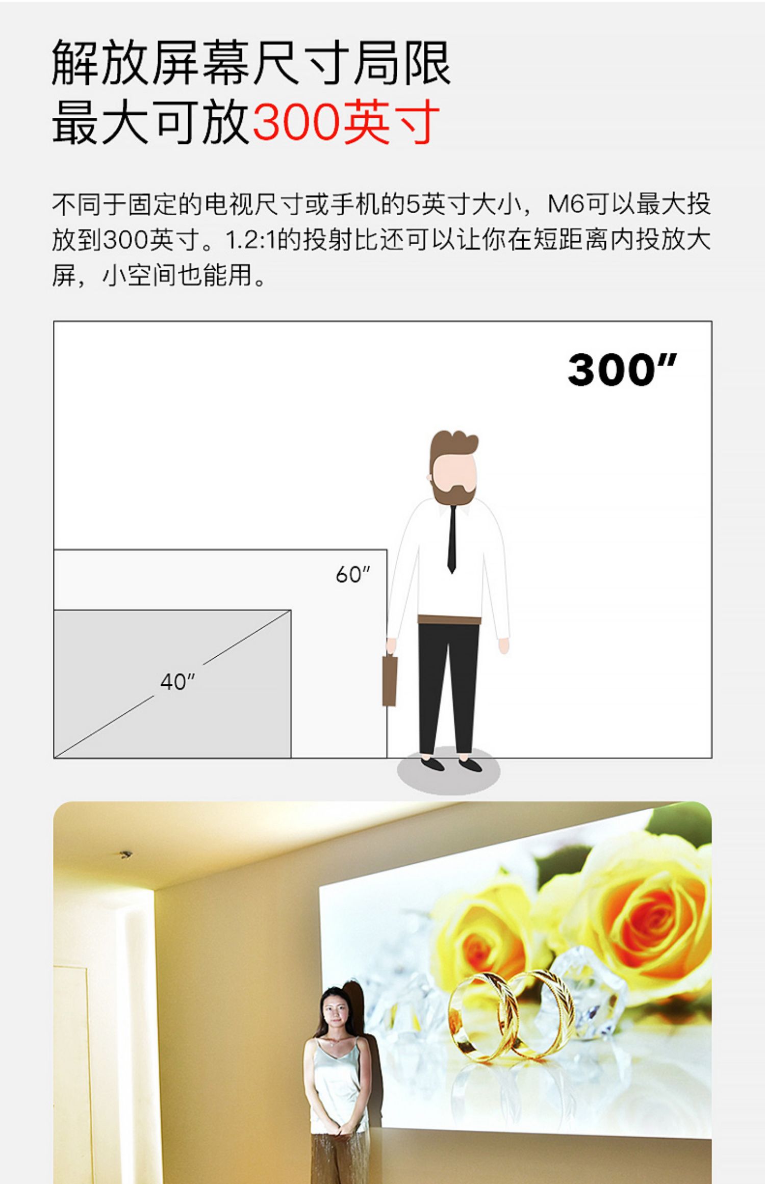Máy chiếu JMGO nut M6 nhà nhỏ 1080P HD không dây wifi thông minh 3D rạp hát tại nhà điện thoại di động máy chiếu tường đúc nhà nhỏ cầm tay