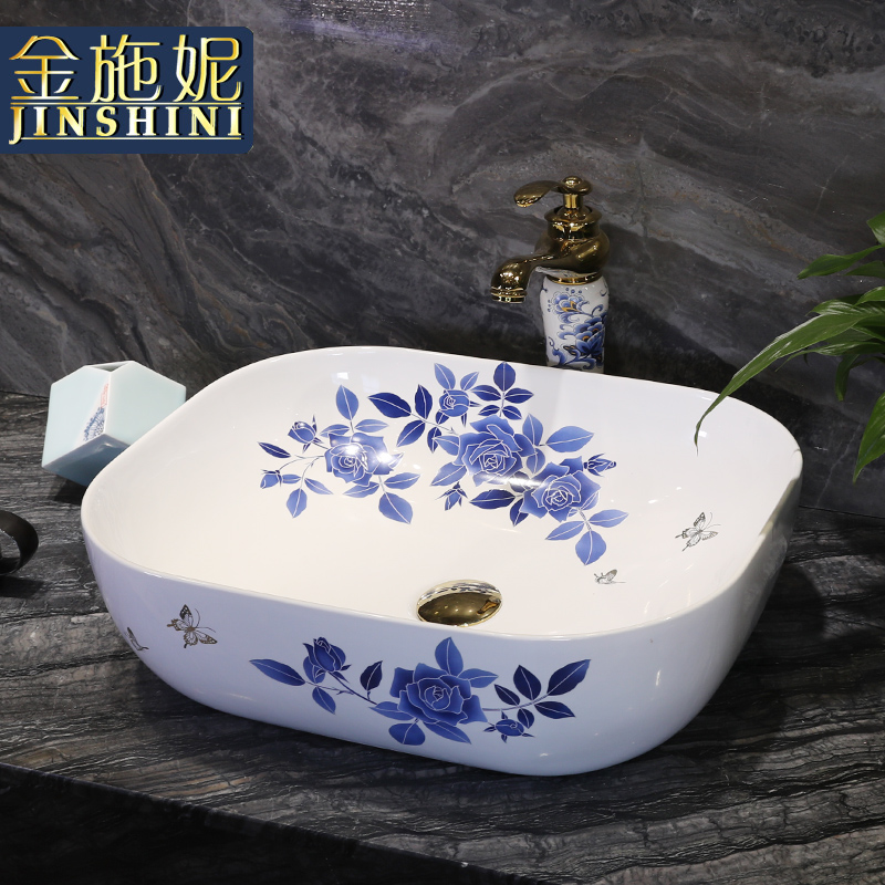 Ceramic basin of Chinese style on the sink on the lavatory circle creative art basin of restoring ancient ways round porcelain basin