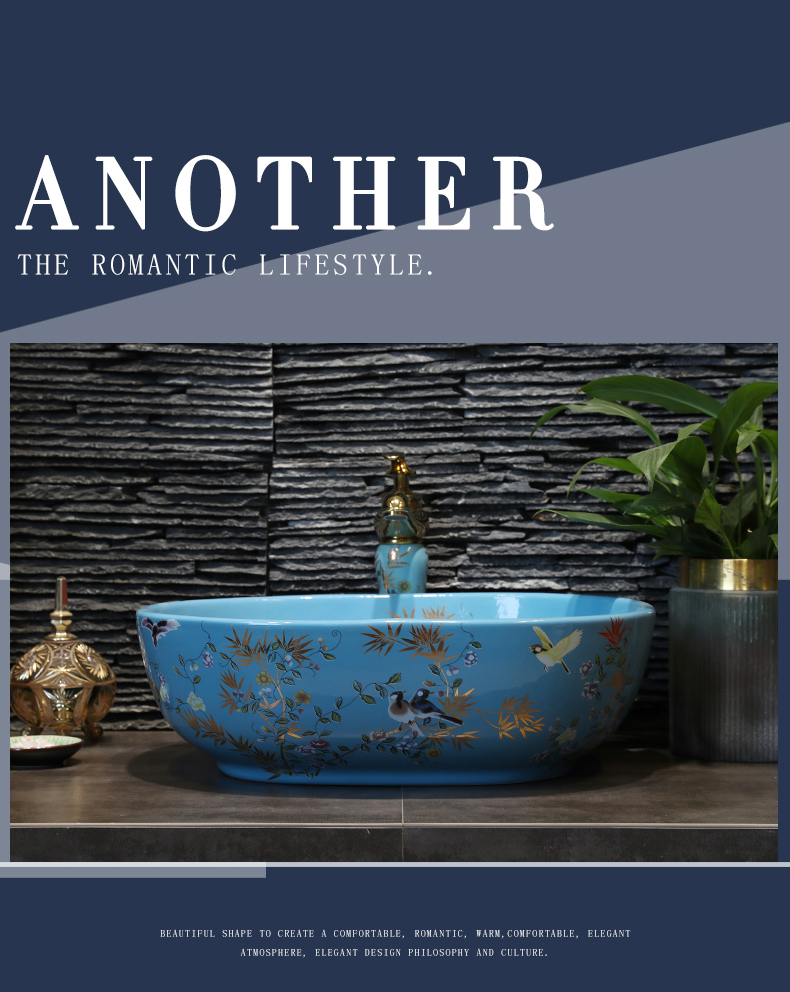 On the ceramic bowl square painting of flowers and art basin sink basin bathroom sinks counters are contracted household