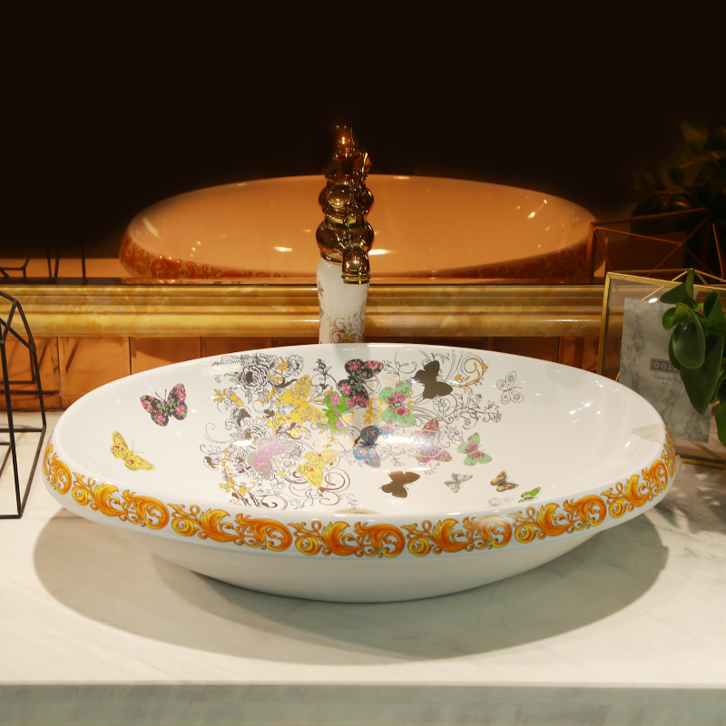 Jingdezhen Nordic contracted on the ceramic basin sink household lavatory basin bathroom European art