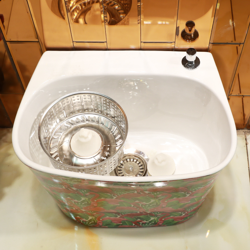 Gold cellnique ceramic double drive flamingos mop pool table control washing trough mop mop pool water basin