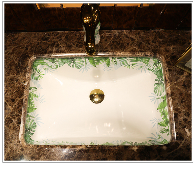 Gold cellnique undercounter basin square sink embedded household balcony ceramic bathroom wash basin