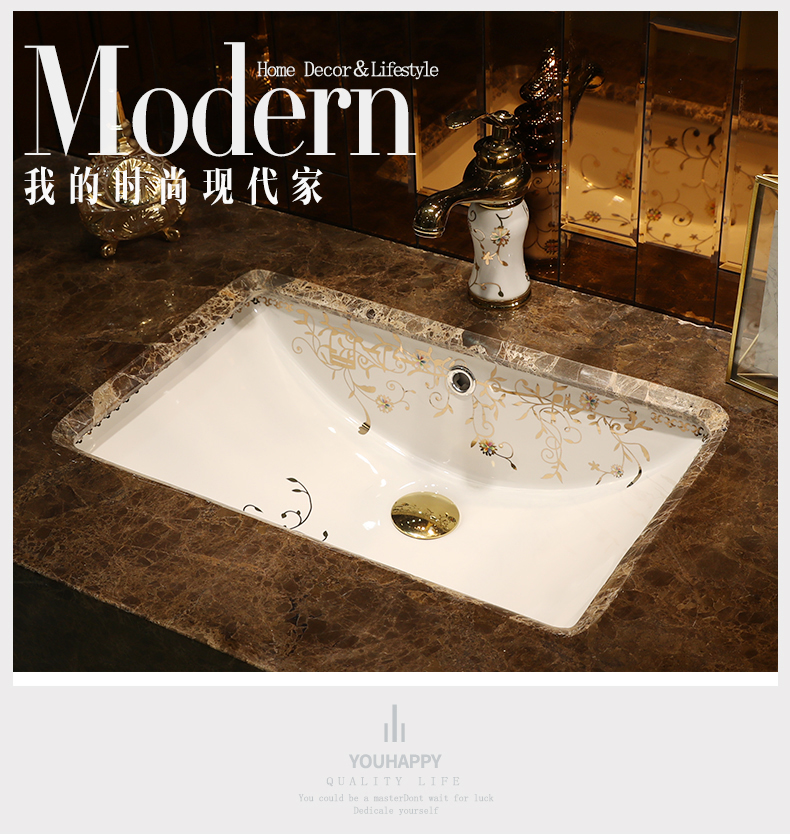 Contracted undercounter square ceramic lavabo embedded lavatory toilet small size balcony basin