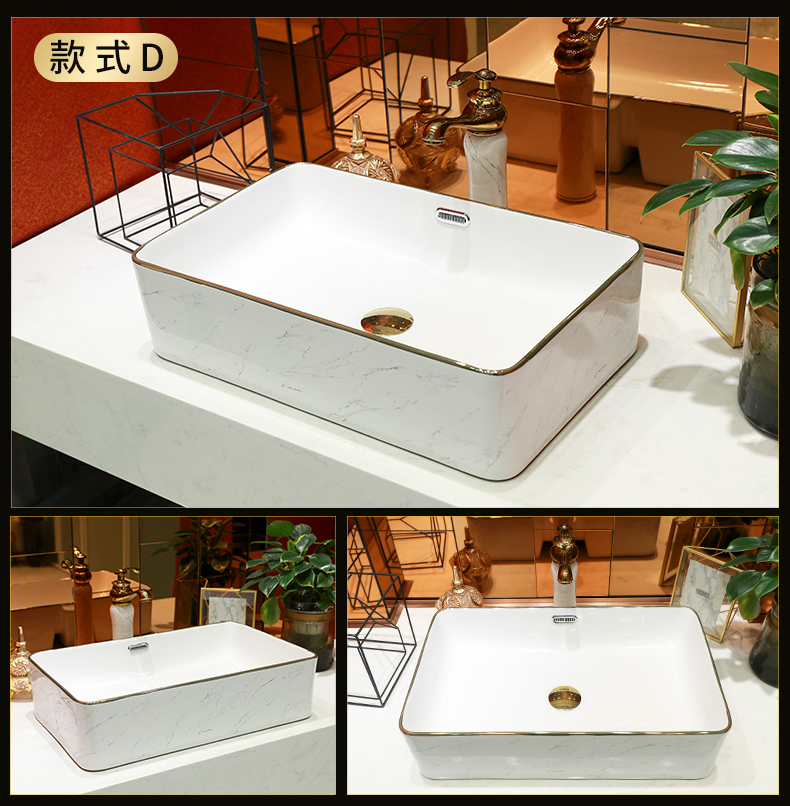 Gold cellnique stage basin basin ceramic lavatory household balcony toilet lavabo single basin pool small size