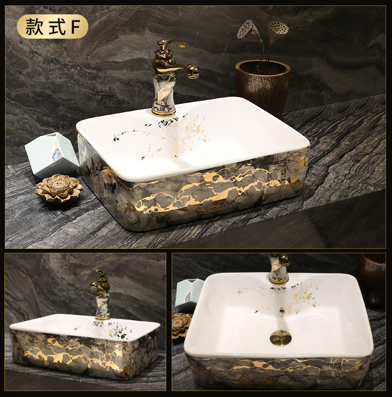 On the ceramic basin of Chinese style restoring ancient ways of household square fashion art toilet lavabo for wash dish washing basin