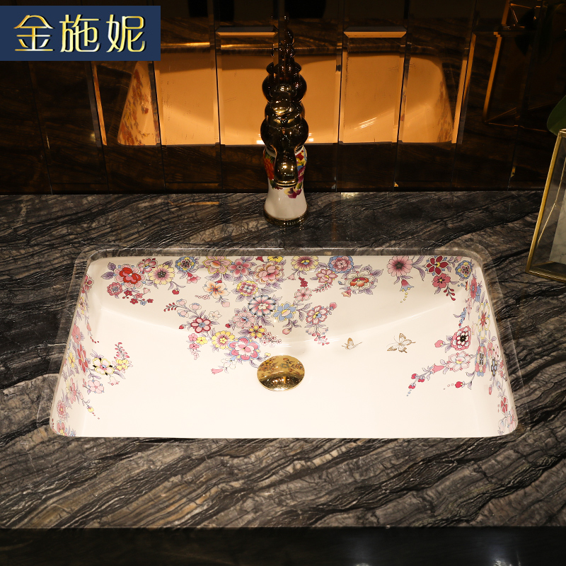 Undercounter square lavatory embedded household ceramic toilet lavabo size single basin of the basin that wash a face