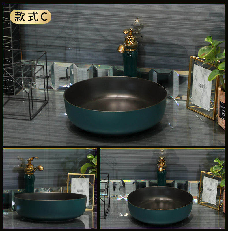 Gold cellnique stage basin rectangular circular for wash basin sink art ceramic lavatory basin basin of the balcony