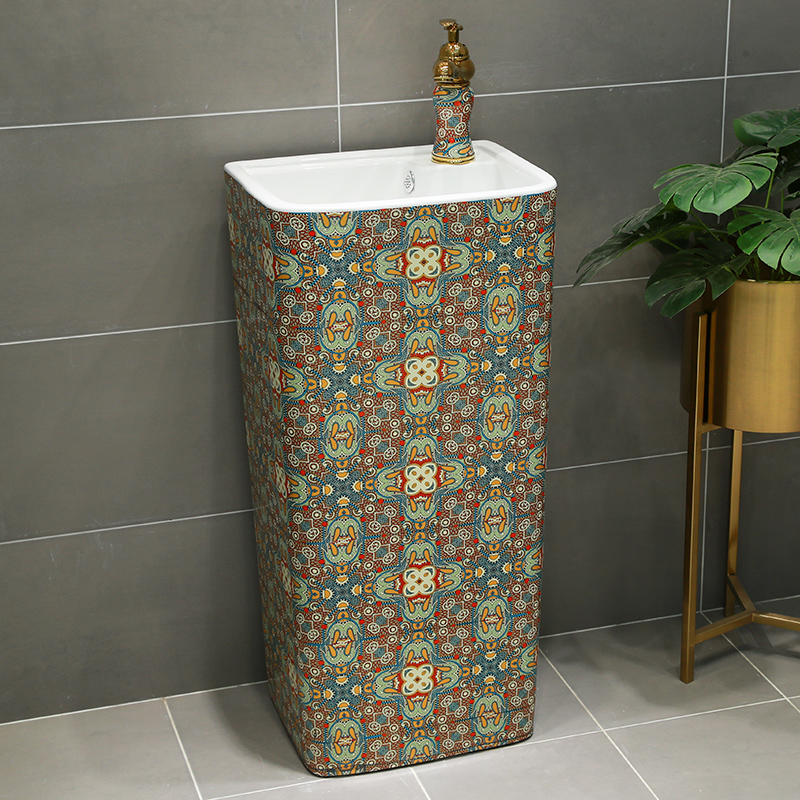 European ceramic column basin vertical integrated art pillar lavabo floor toilet lavatory sink
