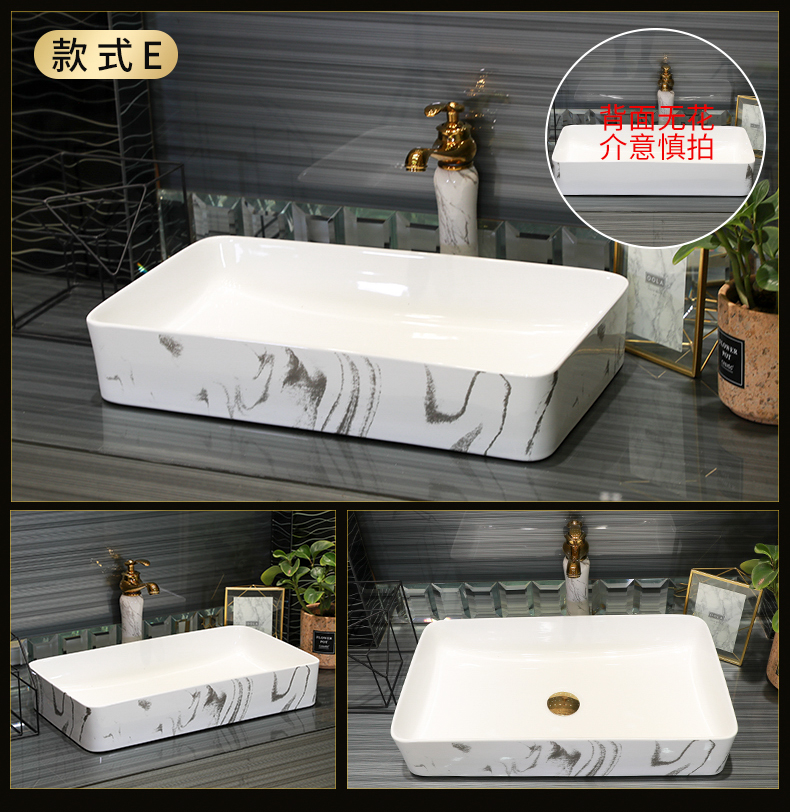 Gold cellnique ceramic marble balcony sink size lavatory household bathroom sink hotel