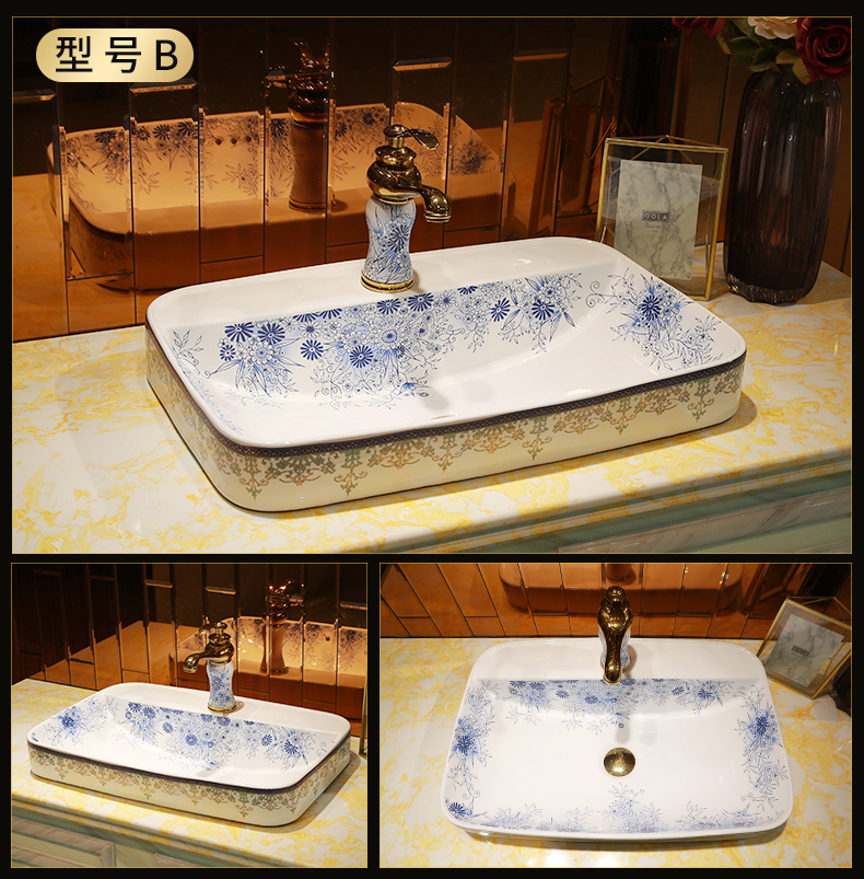 Chinese pottery and porcelain of jingdezhen half embedded in taichung basin sinks single art basin basin sink