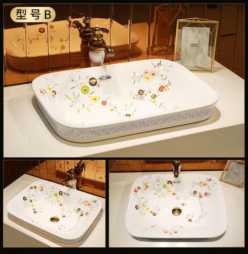 Small broken flower type basin half embedded in taichung basin of rural contracted ceramic face basin household basin sinks single basin