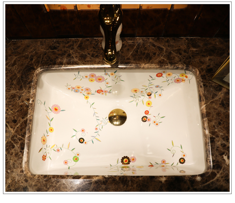 Contracted household ceramics undercounter lavabo square embedded lavatory ceramic bathroom cabinet wash basin