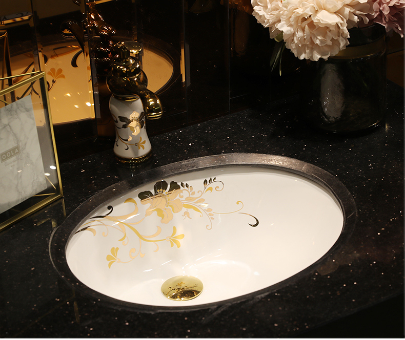 Gold cellnique undercounter embedded basin bathroom basin square sinks ceramic household