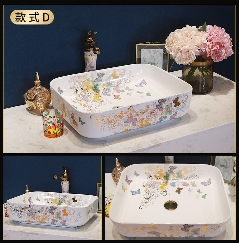 Household stage basin butterfly garden lavatory fangyuan pan European ceramic balcony toilet wash basin to wash your hands