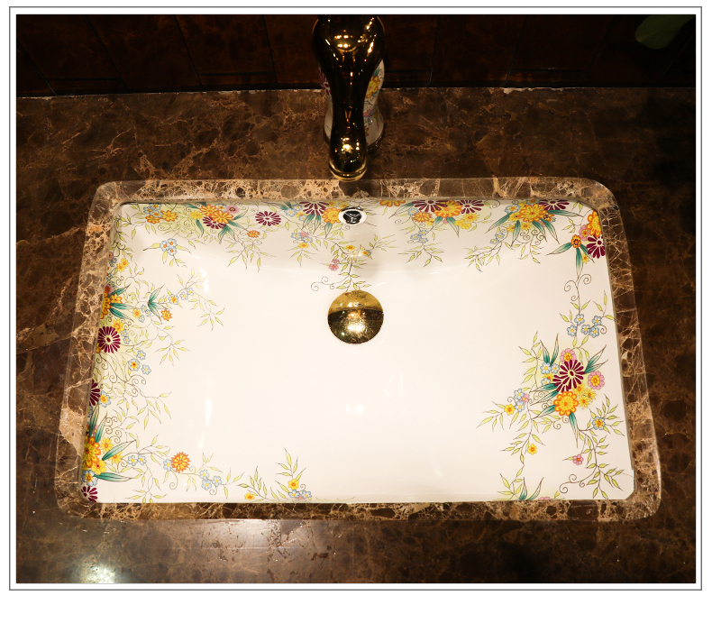 European contracted undercounter square lavatory embedded basin sink ceramic bathroom sinks household