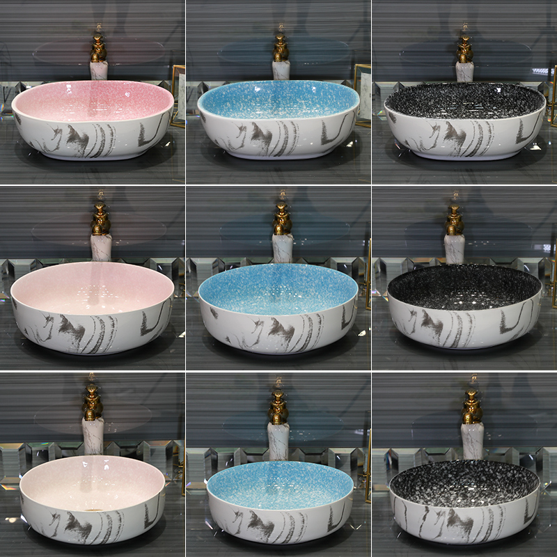 Contracted wind stage basin sink fangyuan shape for wash basin ceramic lavatory pool size art basin of the balcony