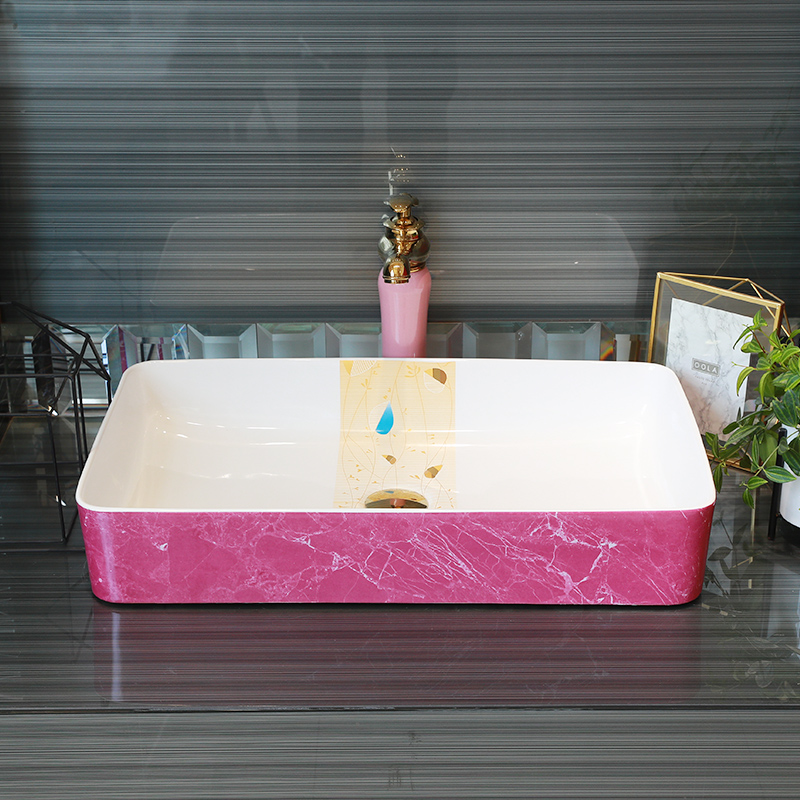Basin of northern Europe on rectangular lavabo household the pool that wash a face wash Basin pink marble balcony art ceramics