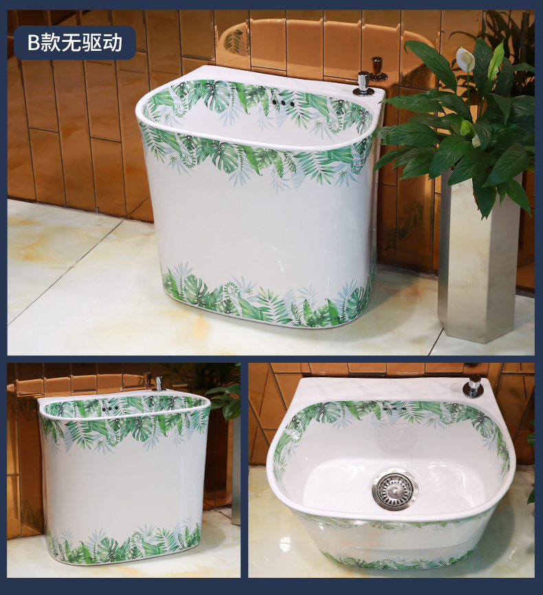 Gold cellnique green plant double drive home floor mop pool balcony ceramic mop pool rotary toilet bucket trough