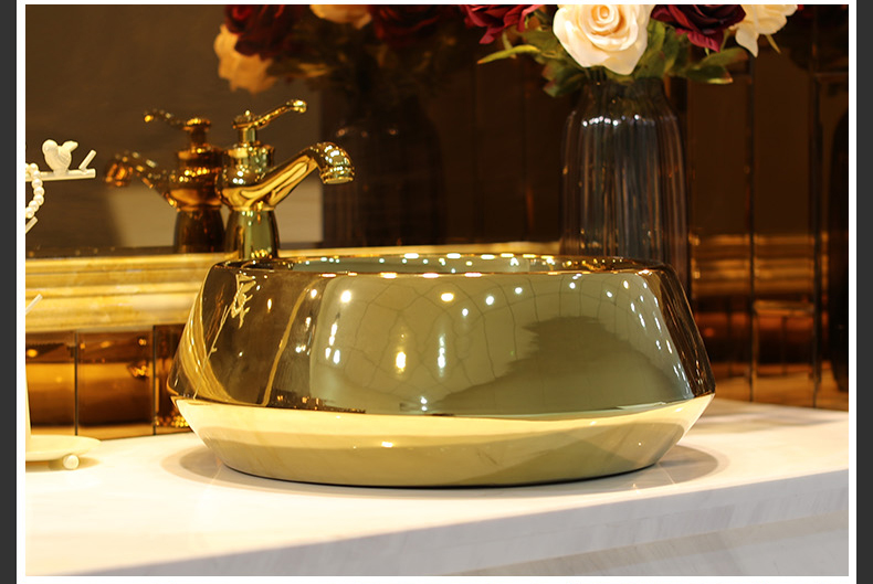 Gold cellnique jingdezhen ceramic sanitary ware art stage basin sink basin 623 Gold - plated